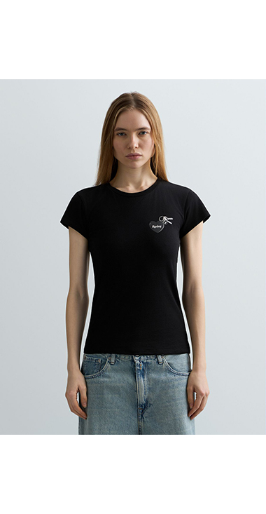 コットンジャージーハートプリントTシャツ 詳細画像